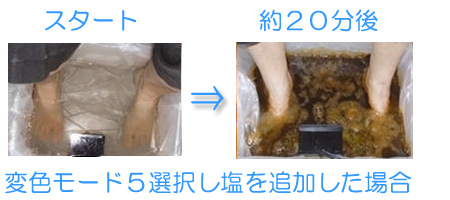 デトックス イオンフットバス変色