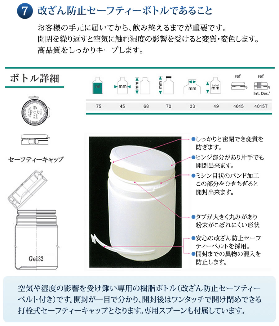 改ざん防止セーフティーボトルであること