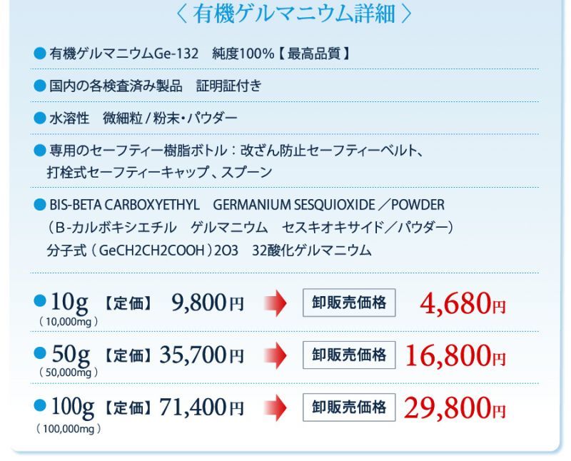 〈 有機ゲルマニウム詳細 〉
