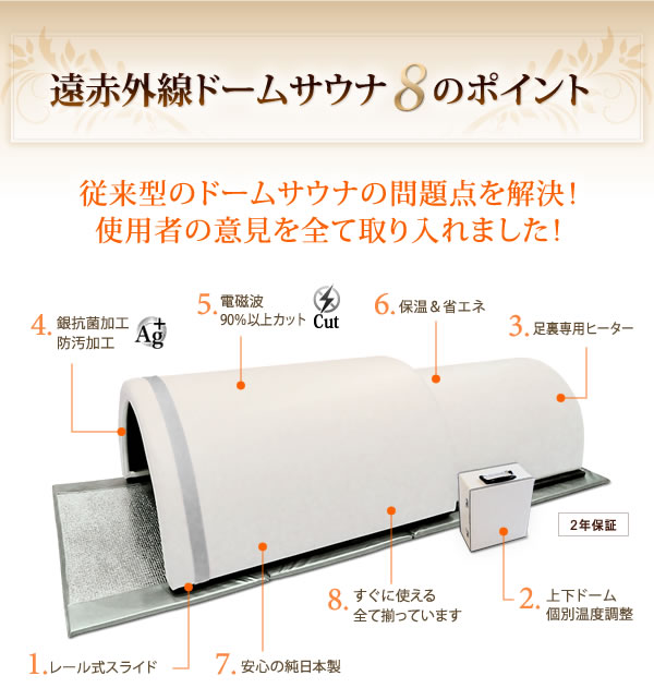 遠赤外線ドームサウナ 8のポイント