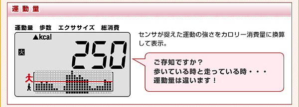 運動量をグラフでお知らせ